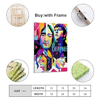 Beatles Art Poster sur toile et décoration murale Motif Beatles 50 x 75 cm - Les Beatles, Paul McCartney, John Lennon, RIngo Starr, George Harrison Beatles Art Poster sur toile et décoration murale Motif Beatles 50 x 75 cm – Image 2