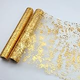 Snowkingdom 2 Pieces Gold Table Runner, Sequin