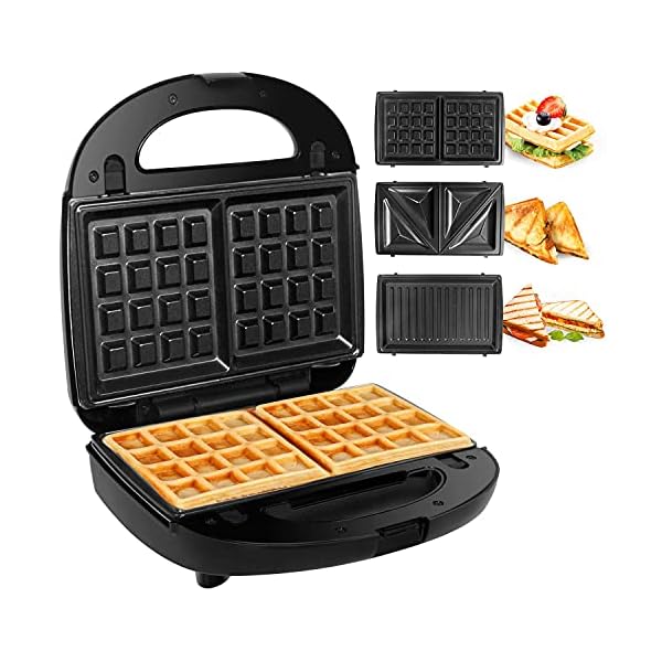 Kuyal-3-in-1-Snack-Maker-with-Waffle-Panini-and-Toasted-Sandwich-Plates-750W-Sandwich-Toaster-Maker-Waffle-Machine-Panini-Press-LED-Indicator-Lights-Cool-Touch-Handle-Anti-Skid-Feet-Black Kuyal 3-in-1 Snack Maker with Waffle, Panini and Toasted Sandwich Plates, 750W Sandwich Toaster Maker, Waffle Machine…