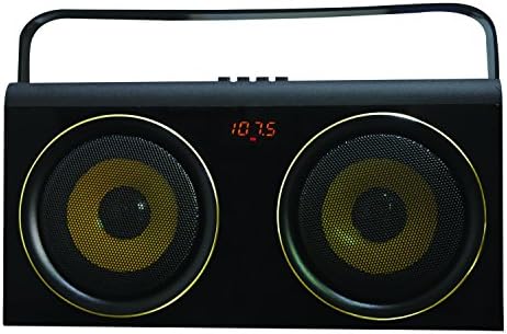 Supersonic Retro Classic Black Boombox Wireless Party Bluetooth Portable Speaker Rechargeable Battery (20W Output Power) + FM/USB/SD/Karaoke inputs