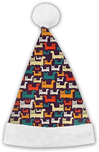 Colorful Rainbow Cats Christmas Hat Velvet Santa Claus Hat S Size For Kid,M Size For Adult