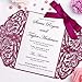 FEIYI 25 Pieces 5 x 7 inches Laser Cut Wedding Invitations Cards Free with Burgundy Color Ribbon for Birthday Baby Shower Wedding Rehearsal Dinner Invite (Burgundy)