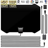 DeveSouth 60-80+Miles Ultra Indoor TV Antenna Amplifier High Reception Amplified HDTV Antenna TV Signals Digital TV Antenna for 4K VHF UHF 1080P Channels Free Gain 16ft Cable