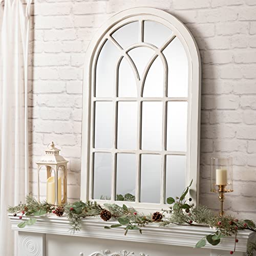 ALIMORDEN Arched Windowpane Wall Mirror Rustic Cathedral Wood Window