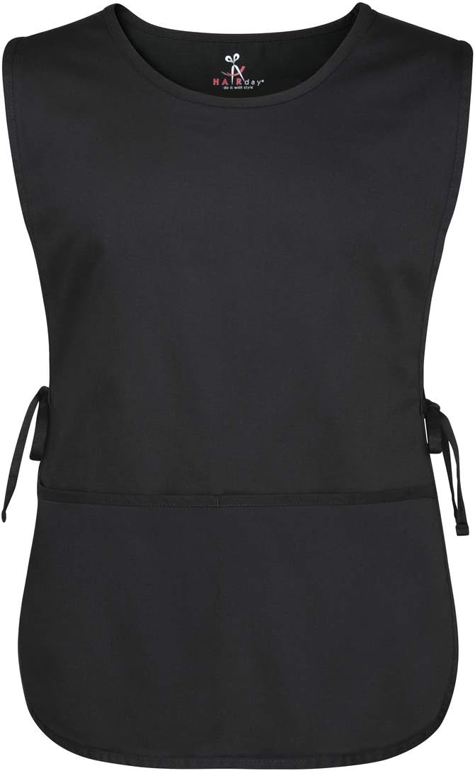 Black Salon Sleeveless Cobbler Apron โ With Pockets and Adjustable Side Ties, 100% Cotton, Full Front and Back Coverage - Unisex Smock For Hair Stylists, Servers and Home โ Regular, 29โ