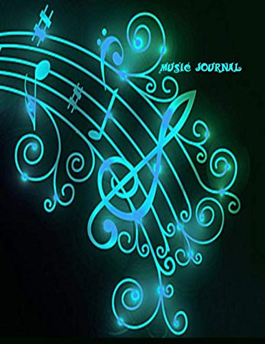 Music Journal: 8.5 x 11 inches 120 Pages of Blank Sheet Music Composition, Music Notes in Black Background