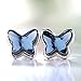 T400 Blue Purple Pink Crystal Butterfly Leverback Drop Earrings Birthday Gift for Women