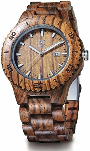 Wooden Watch, LeeEv Mens Wood Watch for Men Handcrafted Sandal Wood Vintage Wooden Watches Mens Gifts (EV1969R_Zebra)