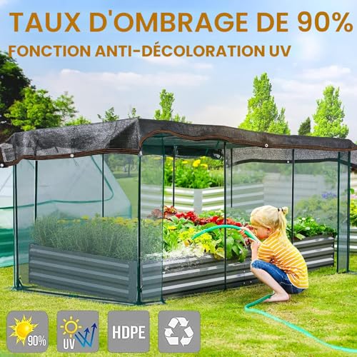 IMSGVIFO Shading Netting, Strengthens Thickening Shading Fabric, 80% to 90% Sun Protection Netting, Shade Sail for Plant Covering, Greenhouse, Pergola, Garden, Carport, Pet House, Lawn Patio, 2 x 3 m