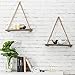 MyGift 17-Inch Rustic Gray Wood Rope-Hanging Floating Shelves, Set of 2