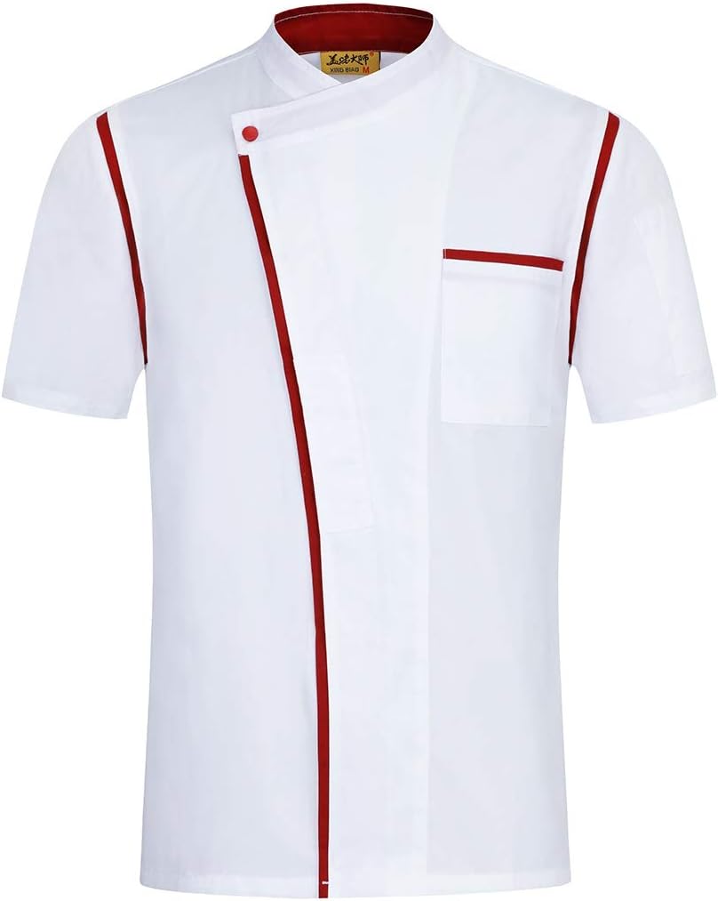 MJL Men Chef Coat Uniform Clothes Professional Jacket Apparel Kitchen White -L
