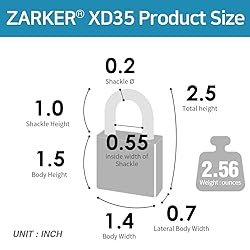 Zarker XD35 Combination Lock, 3-Digit Padlock for
