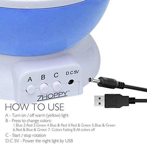 Night Lights for Boys, ZHOPPY Star and Moon Starlight Projector Bedside