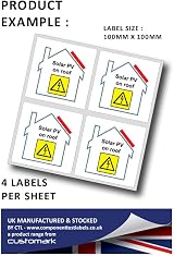 Customark Solar PV on Roof Warning Labels 100mm x 100mm Self Adhesive Pack of 12 view 3