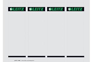 Leitz PC Printable Spine Labels for Plastic 80 mm Lever Arch Files, Wide and Short, 56 x 190 mm, Card, 16800085 - Grey, Pack of 100