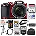Nikon Coolpix B500 Wi-Fi Digital Camera (Red) with 64GB Card + Case + Flash + Batteries & Charger + Tripod + Strap + Kit