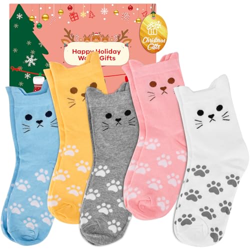 Stocking Stuffers for Women Teen Girls - Cute Cat Socks Christmas Gifts for Women Birthday Gifts for Her Mom Sister Teenage