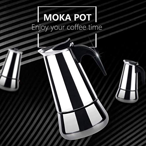DYB Espressokocher Moka Pot Induction Coffee Pot Edelstahl Home Espressomaschine (Size : 450ml) – Bild 6
