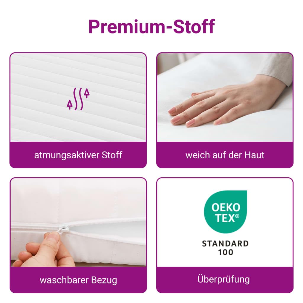 vidaXL Schaumstoffmatratze, Matratze Pflegeleicht, Wellness Kaltschaummatratze Rollmatratze, Schaumstoff Bettmatratze, Weiß 140x200cm 7-Zonen Härtegrad 20 ILD 5