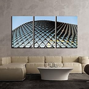 3 Piece Canvas Wall Art - Modern Architecture Futuristic Concept - Modern Home Art Stretched and Framed Ready to Hang - 16"x24"x3 Panels