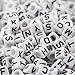 JPSOR 800 Pcs Acrylic Letter Beads White Alphabet Beads with Black Letters for DIY Bracelets, Necklaces, Children's Educational Toys, Handmade Gift