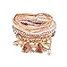 Multilayer Bohemian Brown Beaded Bracelet Crystal Pendant Charm Stretch Beach Stack Bangle Bracelet Set 7 Colors for Women Jewelry