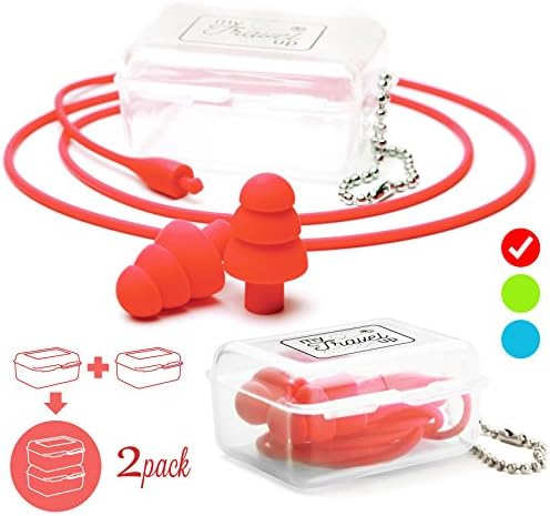 MyTravelUp - 2PACK, High fidelity EARPLUGS for hearing protection from harmful noise in daily life, ECO-FRIENDLY silicone material, GOOD ELASTICITY and PRACTICALITY (Red)