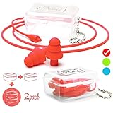 MyTravelUp - 2PACK, High fidelity EARPLUGS for hearing protection from harmful noise in daily life, ECO-FRIENDLY silicone material, GOOD ELASTICITY and PRACTICALITY (Red)