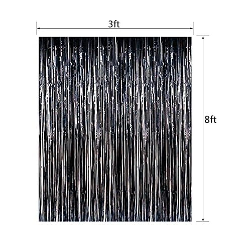 Low Cost Fecedy 3pcs 3ft X 8 3ft Black Metallic Tinsel Foil Fringe