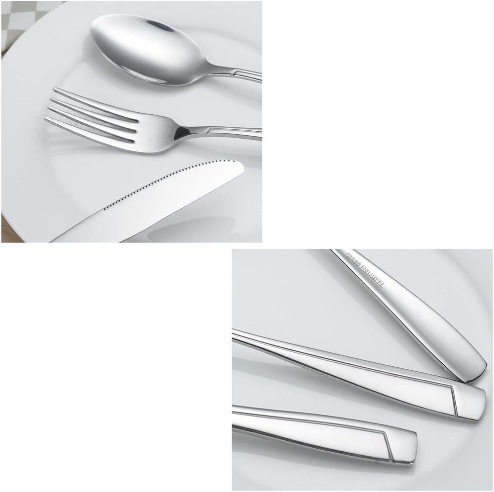  | Sandmovie Stainless Steel Tableware Flatware Silverware Fork Knife Spoon, 30 Pieces, Service for 6 Persons: Flatware Sets