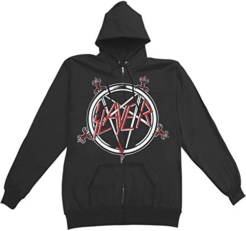 Slayer Men's Pentagram Zip Hoodie Zippered Hooded Sweatshirt Medium Black