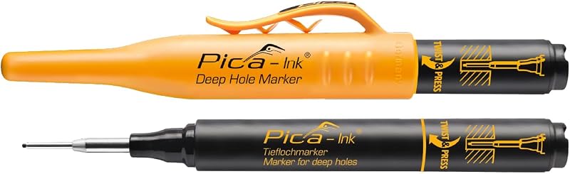 Pica 150-46 Black Permanent Marker Pen for Deep Holes, Fine Tip, Alcohol Ink