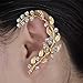 One Piece Butterfly Crystal Gold Plated Leaf Rhinestone CZ Stud Clip earrings S444K12