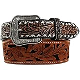 3D Men's Buck Lace Tooled Floral Belt, Size 38, Brown