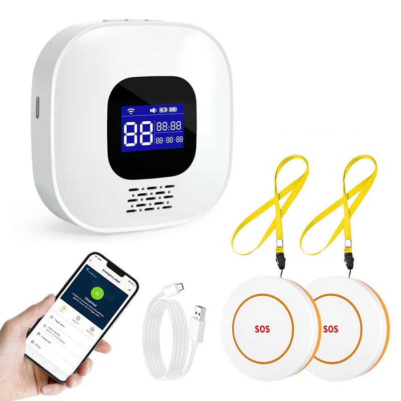 VOCA Wireless Personal Alarms & Pager for Elderly, Emergency Alarm, SOS Button, Panic Alarm, Nurse Call Bell, SOS System for Home/Personal, Caregiver Pager, Seniors, Patients, Disabled, 2.4G WiFi