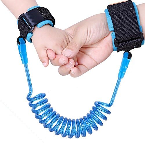 Anti Lost Wrist Link Safety Velcro Wrist Belt，Safe Skin Friendly Anti Pricking Cotton Wrist Straps For Your Baby Child, 98 inch (2.5M, blue)