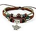 November's Chopin (TM) Butterfly Pendant Multi-strand Charm Adjustable Lucky Tribal Leather Wrap Bracelet