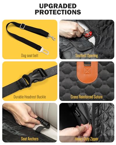 Pawccoli Back Seat Extender for Dogs, Waterproof Dog Car Seat Cover for Back Seat with Hard Bottom, Upgraded Material, Anti Scratch, Easy to Use and Clean, Holds 420lbs