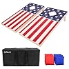 GoSports Flag Series Wood Cornhole Sets – Choose between American Flag and State Flags – Includes Two Regulation Size 4…