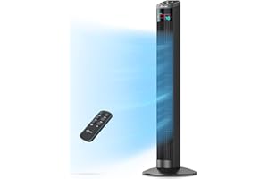 ZICOOLER 37" Tower Fan, Large Airflow 70° Oscillating Fan with Remote, 32dB Quiet Fan with 3 Modes, LED Display, 15H Timer, 3 Speeds, Standing Fan for Bedroom, Home, Office
