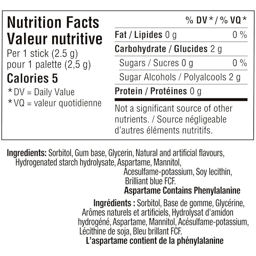 5 GUM, Peppermint-Cobalt Flavoured Sugar Free Chewing Gum, 15 Sticks, 10 Packs