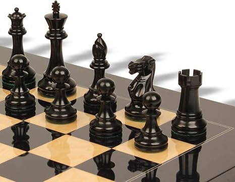 Amazon チェスストア英国スタントン チェスセット エボニー ボックスウッド チェスの駒 ブラック アッシュバール チェスボード 4インチキング チェス おもちゃ