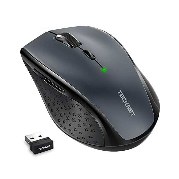TECKNET Wireless Mouse, 2.4G USB Computer Mouse with 6-Level Adjustable 3200 DPI, 30 Months Battery, Ergonomic Grips, 6…