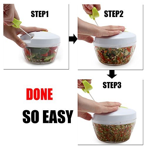 TOPULORS 2019 Manual Food Chopper Hand-Powered Food Chopper Compact Handheld Onion Chopper, Garlic Squeezer, Ginger Slicer, Pepper Cut, Herbs Chop, Cheeses Chopper Masher