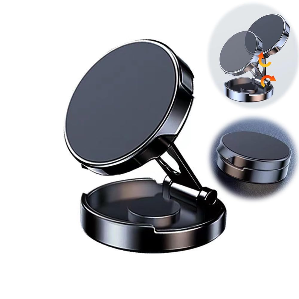 TUKEFEV Magnetic Phone Holder Patch - Folding Universal Dashboard Car Navigation Stand With 360° Rotating Mount - Fits All Smartphones