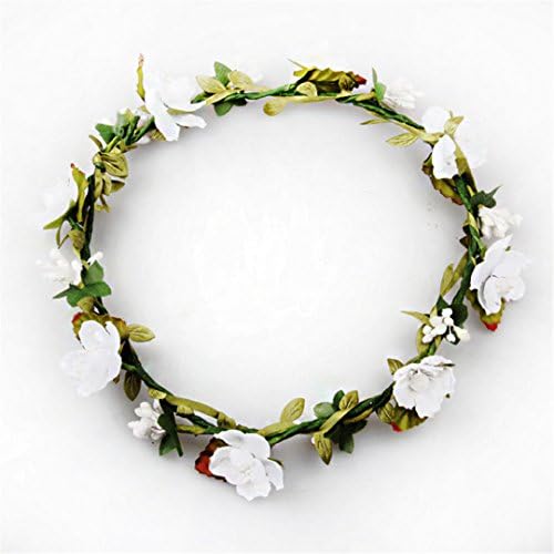 HTYhuahuan Bridesmaid Artificial Flower Head Wreath For Hair Floral Headband Hair Accessories Flower Crown White