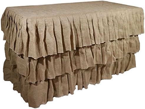 Doolova 4ft Wholesale Natural 3 Tier Rustic Elegant Ruffled Burlap Table Skirt Wedding Outdoor Party