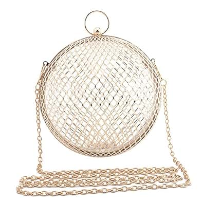 ZAKIA Women' Round Shape Metal Cage Evening Bag Clutch