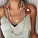 Fashion Jewelry Bridal and Chic Long Imitation Pearl 4Leaf Clover Strand Necklace (Gold Clover)