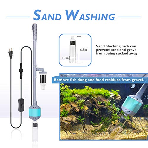 hygger 360GPH Electric Aquarium Gravel Cleaner, 5 in 1 Automatic Fish